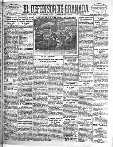 'El Defensor de Granada  : diario político independiente' - Año LIV Número 29001 Ed. Tarde - 1933 Diciembre 01