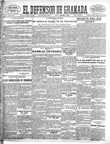 'El Defensor de Granada  : diario político independiente' - Año LIV Número 29033 Ed. Mañana - 1933 Diciembre 21