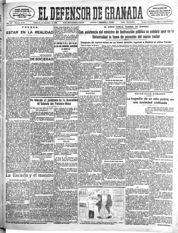'El Defensor de Granada  : diario político independiente' - Año LIV Número 29041 Ed. Mañana - 1933 Diciembre 26