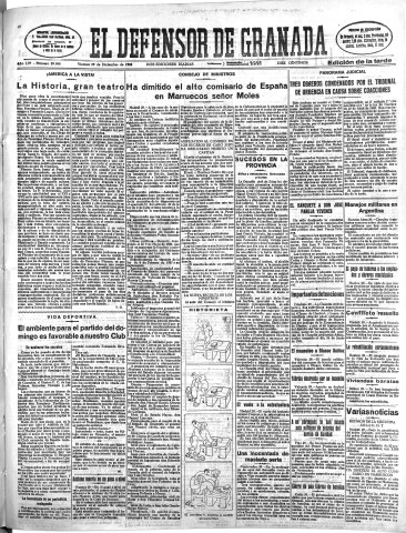 'El Defensor de Granada  : diario político independiente' - Año LIV Número 29048 Ed. Tarde - 1933 Diciembre 29