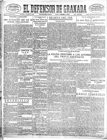 'El Defensor de Granada  : diario político independiente' - Año LV Número 29163 Ed. Mañana - 1934 Marzo 07