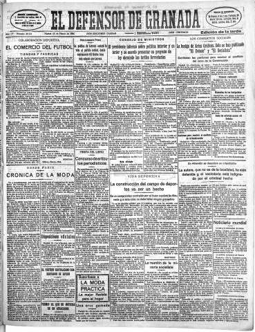 'El Defensor de Granada  : diario político independiente' - Año LV Número 29174 Ed. Tarde - 1934 Marzo 13