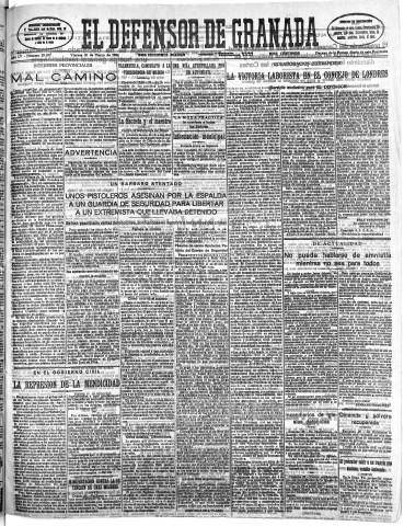 'El Defensor de Granada  : diario político independiente' - Año LV Número 29203 Ed. Mañana - 1934 Marzo 30