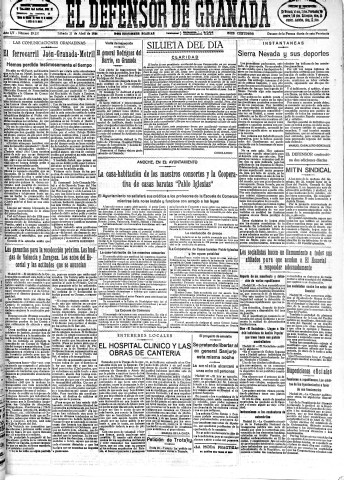 'El Defensor de Granada  : diario político independiente' - Año LV Número 29237 Ed. Mañana - 1934 Abril 21