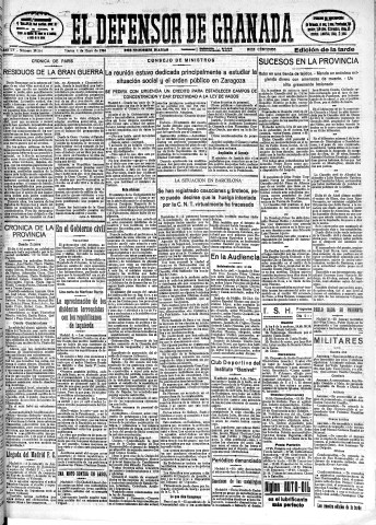 'El Defensor de Granada  : diario político independiente' - Año LV Número 29264 Ed. Tarde - 1934 Mayo 08