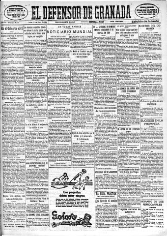 'El Defensor de Granada  : diario político independiente' - Año LV Número 29273 Ed. Tarde - 1934 Mayo 14