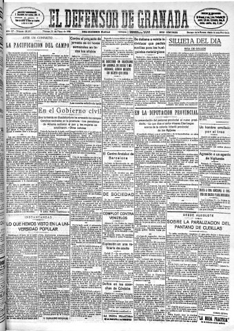 'El Defensor de Granada  : diario político independiente' - Año LV Número 29280 Ed. Mañana - 1934 Mayo 18