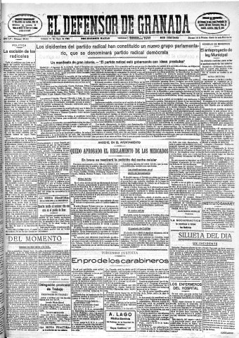 'El Defensor de Granada  : diario político independiente' - Año LV Número 29282 Ed. Mañana - 1934 Mayo 19
