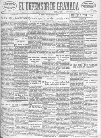 'El Defensor de Granada  : diario político independiente' - Año LV Número 29288 Ed. Mañana - 1934 Mayo 23