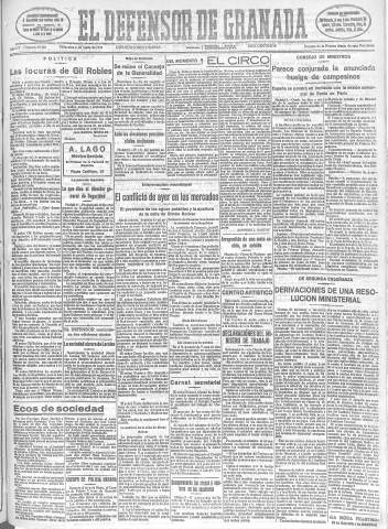 'El Defensor de Granada  : diario político independiente' - Año LV Número 29310 Ed. Mañana - 1934 Junio 06