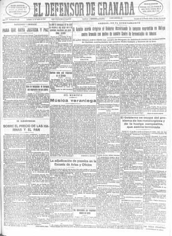 'El Defensor de Granada  : diario político independiente' - Año LV Número 29327 Ed. Mañana - 1934 Junio 16