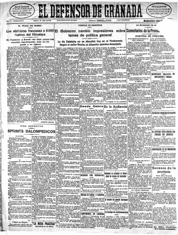 'El Defensor de Granada  : diario político independiente' - Año LV Número 29357 Ed. Tarde - 1934 Julio 03