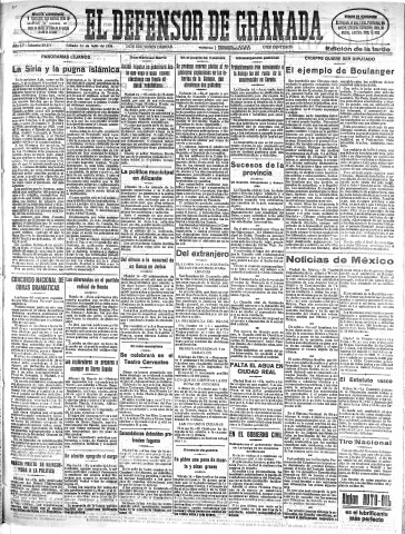 'El Defensor de Granada  : diario político independiente' - Año LV Número 29375 Ed. Tarde - 1934 Julio 14