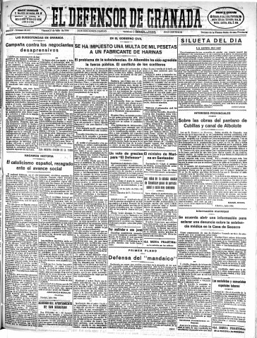 'El Defensor de Granada  : diario político independiente' - Año LV Número 29395 Ed. Mañana - 1934 Julio 27