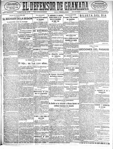 'El Defensor de Granada  : diario político independiente' - Año LV Número 29398 Ed. Mañana - 1934 Julio 29