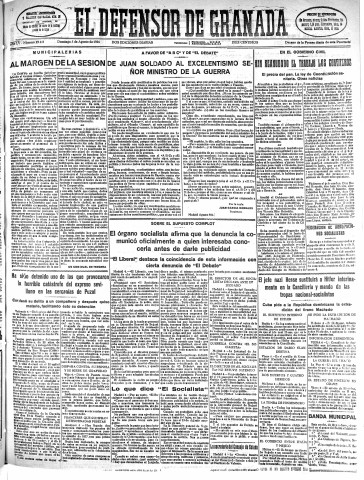 'El Defensor de Granada  : diario político independiente' - Año LV Número 29411 Ed. Mañana - 1934 Agosto 05