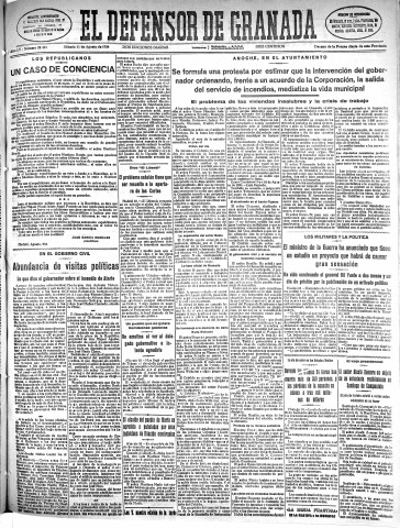 'El Defensor de Granada  : diario político independiente' - Año LV Número 29421 Ed. Mañana - 1934 Agosto 11