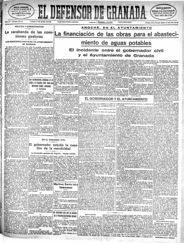 'El Defensor de Granada  : diario político independiente' - Año LV Número 29433 Ed. Mañana - 1934 Agosto 18