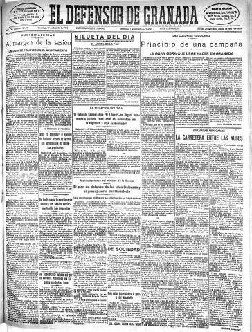'El Defensor de Granada  : diario político independiente' - Año LV Número 29435 Ed. Mañana - 1934 Agosto 19