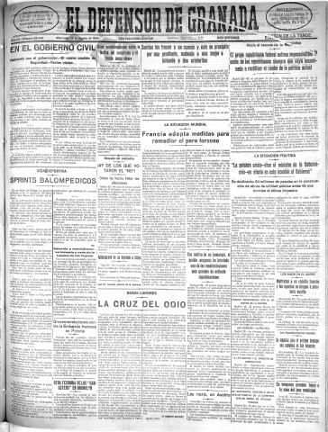 'El Defensor de Granada  : diario político independiente' - Año LV Número 29440 Ed. Tarde - 1934 Agosto 22