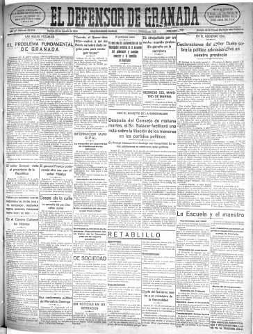 'El Defensor de Granada  : diario político independiente' - Año LV Número 29449 Ed. Mañana - 1934 Agosto 28