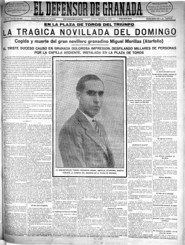 'El Defensor de Granada  : diario político independiente' - Año LV Número 29460 Ed. Tarde - 1934 Septiembre 03