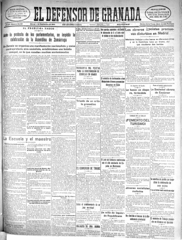 'El Defensor de Granada  : diario político independiente' - Año LV Número 29461 Ed. Mañana - 1934 Septiembre 04