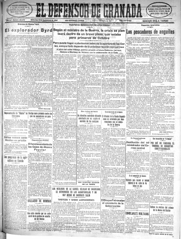 'El Defensor de Granada  : diario político independiente' - Año LV Número 29476 Ed. Tarde - 1934 Septiembre 12