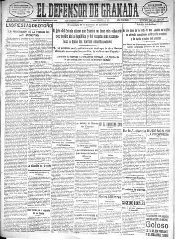'El Defensor de Granada  : diario político independiente' - Año LV Número 29496 Ed. Tarde - 1934 Septiembre 24