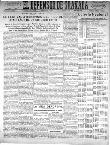 'El Defensor de Granada  : diario político independiente' - Año LV Número 29508 Ed. Tarde - 1934 Octubre 01