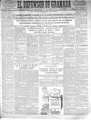 'El Defensor de Granada  : diario político independiente' - Año LV Número 29510 Ed. Tarde - 1934 Octubre 02