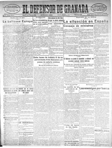 'El Defensor de Granada  : diario político independiente' - Año LV Número 29517 Ed. Mañana - 1934 Octubre 06