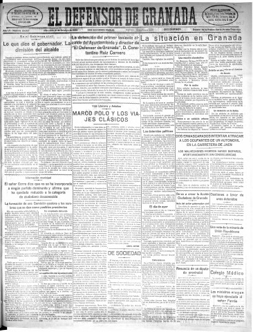'El Defensor de Granada  : diario político independiente' - Año LV Número 29521 Ed. Mañana - 1934 Octubre 10