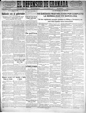 'El Defensor de Granada  : diario político independiente' - Año LV Número 29523 Ed. Mañana - 1934 Octubre 11