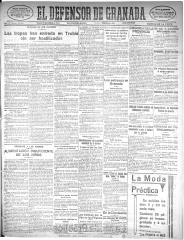 'El Defensor de Granada  : diario político independiente' - Año LV Número 29538 Ed. Tarde - 1934 Octubre 19