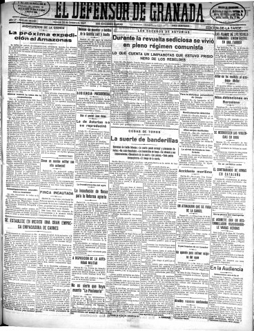 'El Defensor de Granada  : diario político independiente' - Año LV Número 29550 Ed. Tarde - 1934 Octubre 26