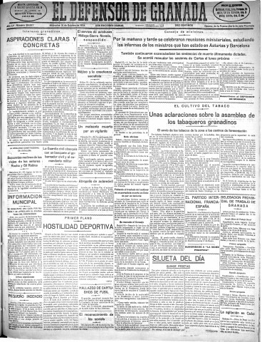'El Defensor de Granada  : diario político independiente' - Año LV Número 29557 Ed. Mañana - 1934 Octubre 31
