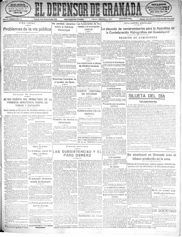 'El Defensor de Granada  : diario político independiente' - Año LV Número 29574 Ed. Mañana - 1934 Noviembre 09