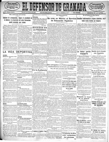 'El Defensor de Granada  : diario político independiente' - Año LV Número 29575 Ed. Tarde - 1934 Noviembre 09