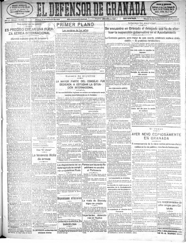 'El Defensor de Granada  : diario político independiente' - Año LV Número 29586 Ed. Mañana - 1934 Noviembre 16