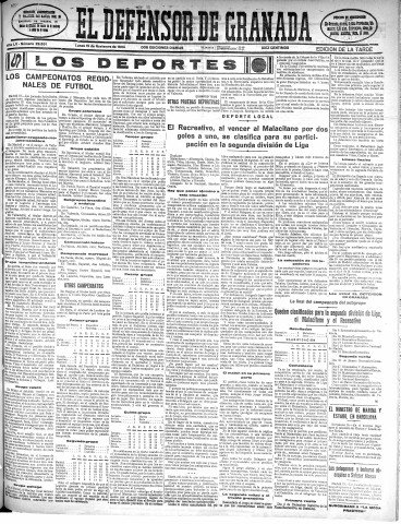 'El Defensor de Granada  : diario político independiente' - Año LV Número 29591 Ed. Tarde - 1934 Noviembre 19