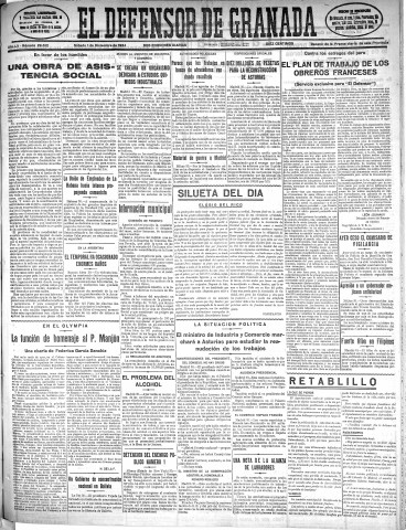 'El Defensor de Granada  : diario político independiente' - Año LV Número 29612 Ed. Mañana - 1934 Diciembre 01