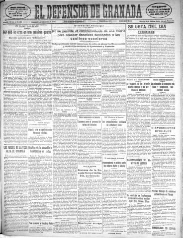 'El Defensor de Granada  : diario político independiente' - Año LV Número 29632 Ed. Mañana - 1934 Diciembre 13