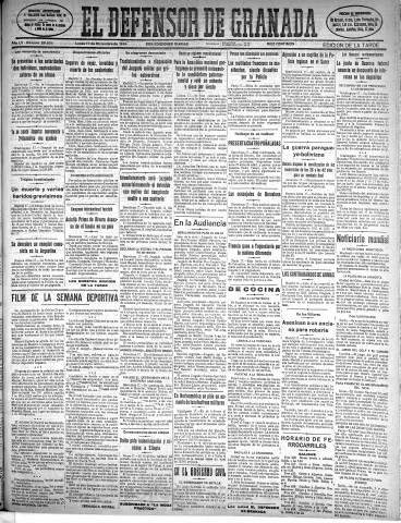 'El Defensor de Granada  : diario político independiente' - Año LV Número 29636 Ed. Mañana - 1934 Diciembre 17