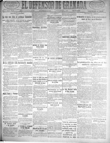 'El Defensor de Granada  : diario político independiente' - Año LV Número 29646 Ed. Tarde - 1934 Diciembre 25