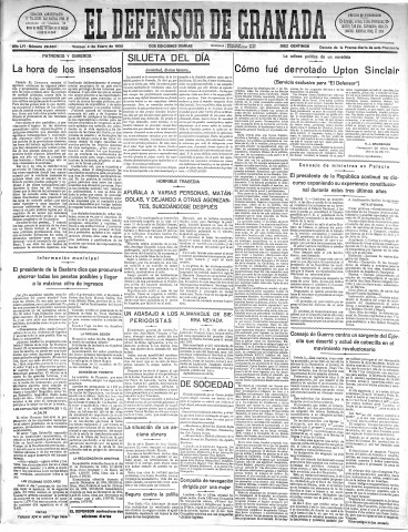'El Defensor de Granada  : diario político independiente' - Año LVI Número 29663 Ed. Mañana - 1935 Enero 04