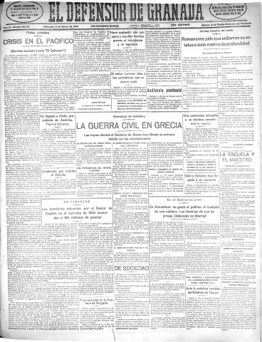 'El Defensor de Granada  : diario político independiente' - Año LVI Número 29764 Ed. Mañana - 1935 Marzo 06