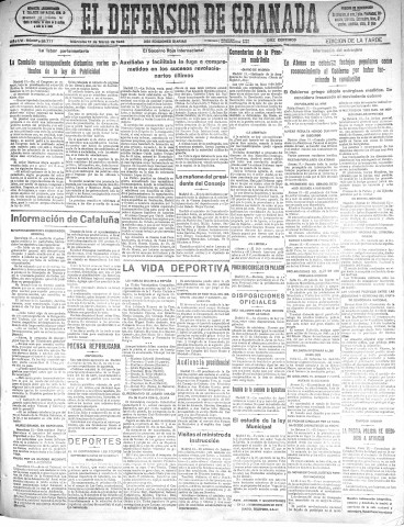 'El Defensor de Granada  : diario político independiente' - Año LVI Número 29777 Ed. Tarde - 1935 Marzo 13