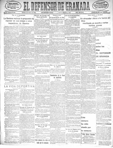 'El Defensor de Granada  : diario político independiente' - Año LVI Número 29783 Ed. Tarde - 1935 Marzo 16