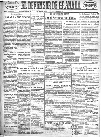 'El Defensor de Granada  : diario político independiente' - Año LVI Número 29900 Ed. Mañana - 1935 Mayo 26
